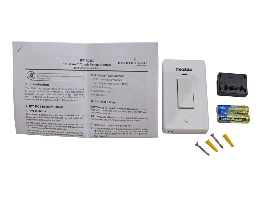 Heatilator IntelliFire Touch Wireless Wall Switch - White (IFT-RC150-HTL)